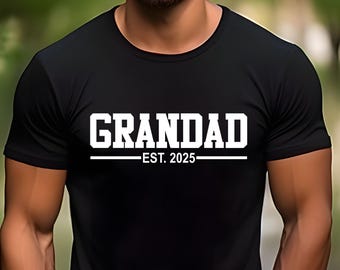 Personalised Grandad T-shirt Custom Est. Date Grandpa Grandfather Birthday Gift Christmas Top