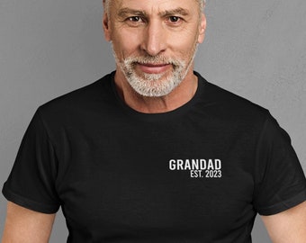 Personalised T-shirt Grandad Est 2022 Left Chest Print Dad Birthday Best Daddy Grandpa Love Funny Birthday Daddy Mens Christmas Gift Shirt