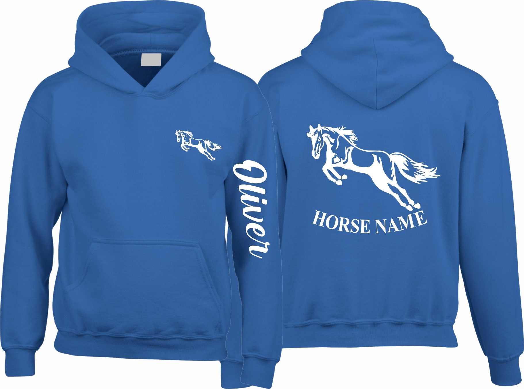 Nom personnalisé dans le sweat à capuche de cheval avec