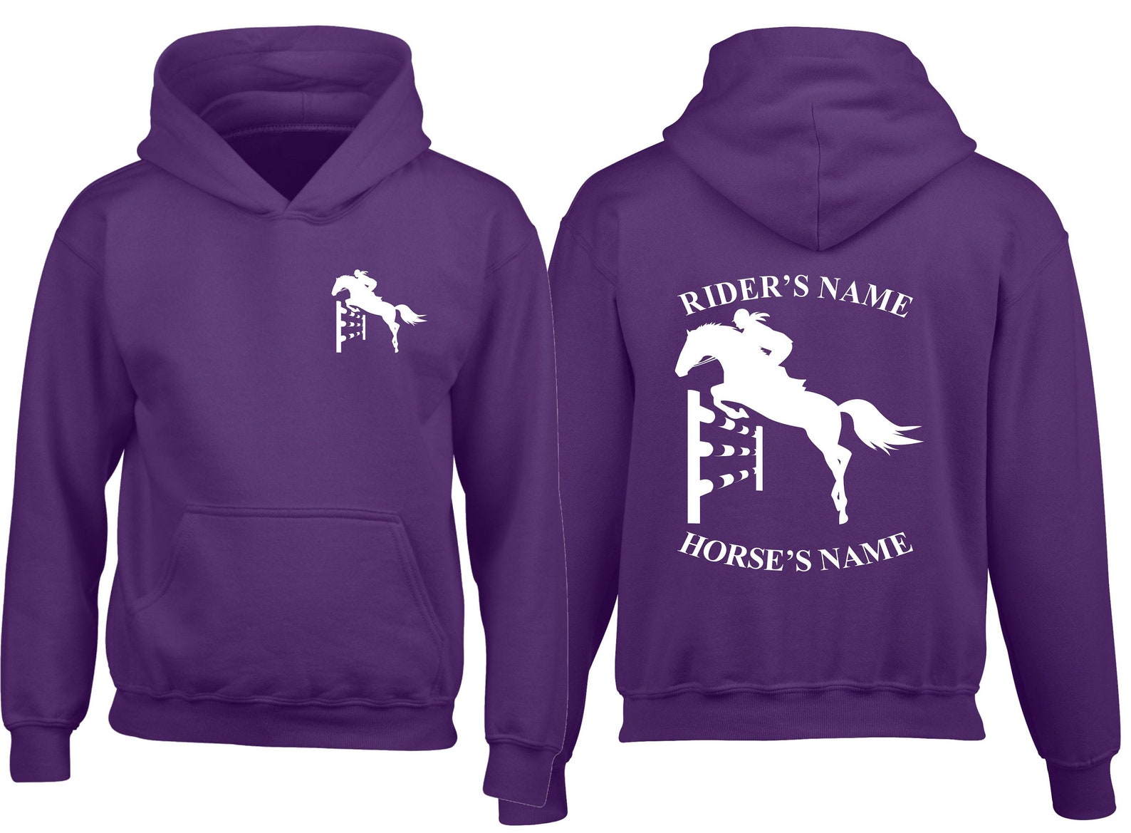 Personalised Horse Hoodie Front and Back Print Equestrian Etsy UK