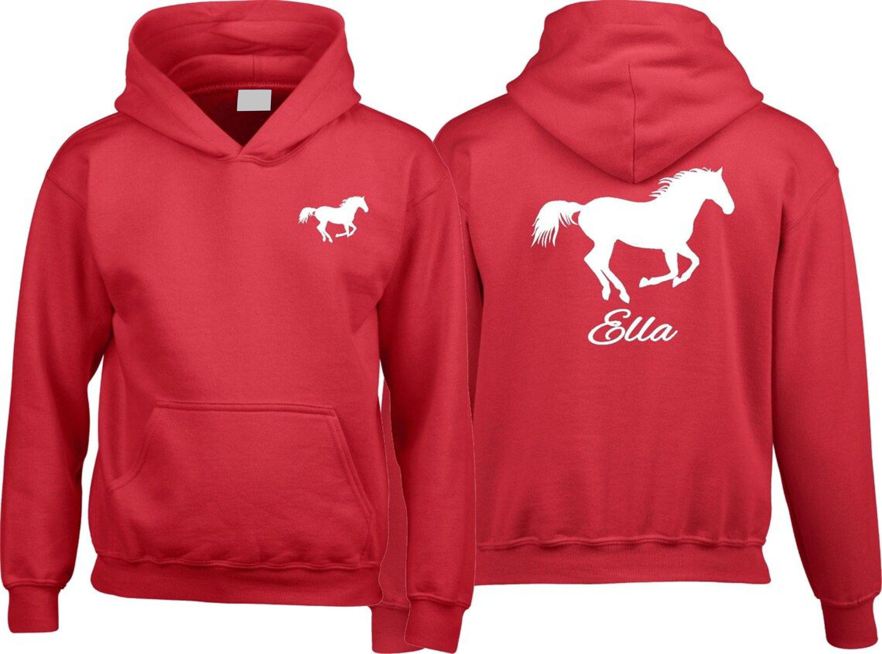 Personalised Horse Hoodie, Equestrian Rider, Stable Pony Cob Jockey Men Women Children Kids Boys Girls Unisex Jumper Christmas Gift Pullover