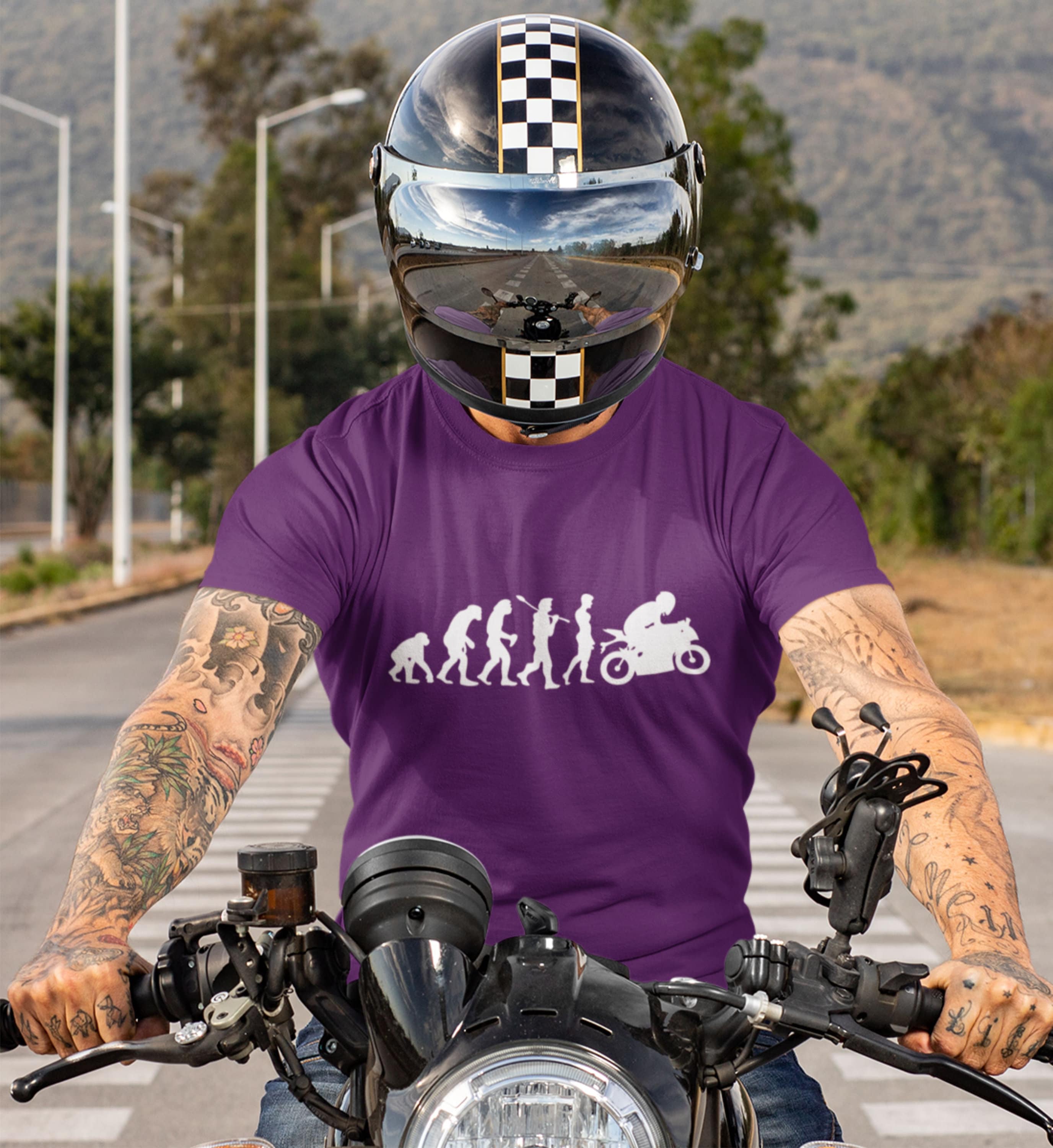 Makaya T-shirt Motard Homme Evolution Motor – Style Vintage Biker 100% Coton Confortable