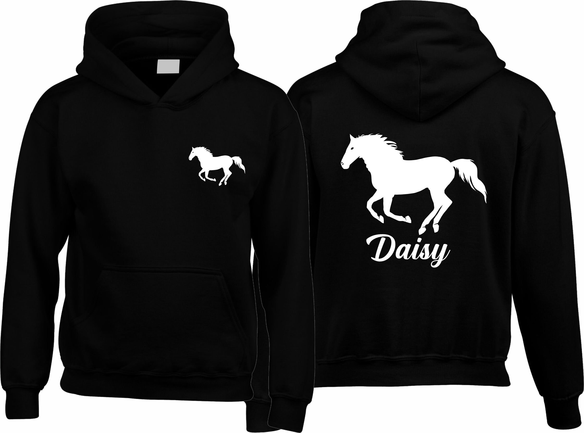 Veste D'équitation Personnalisable Pour Fille - Noir, Taille M - Bandes Réfléchissantes Et Capuche Cachée