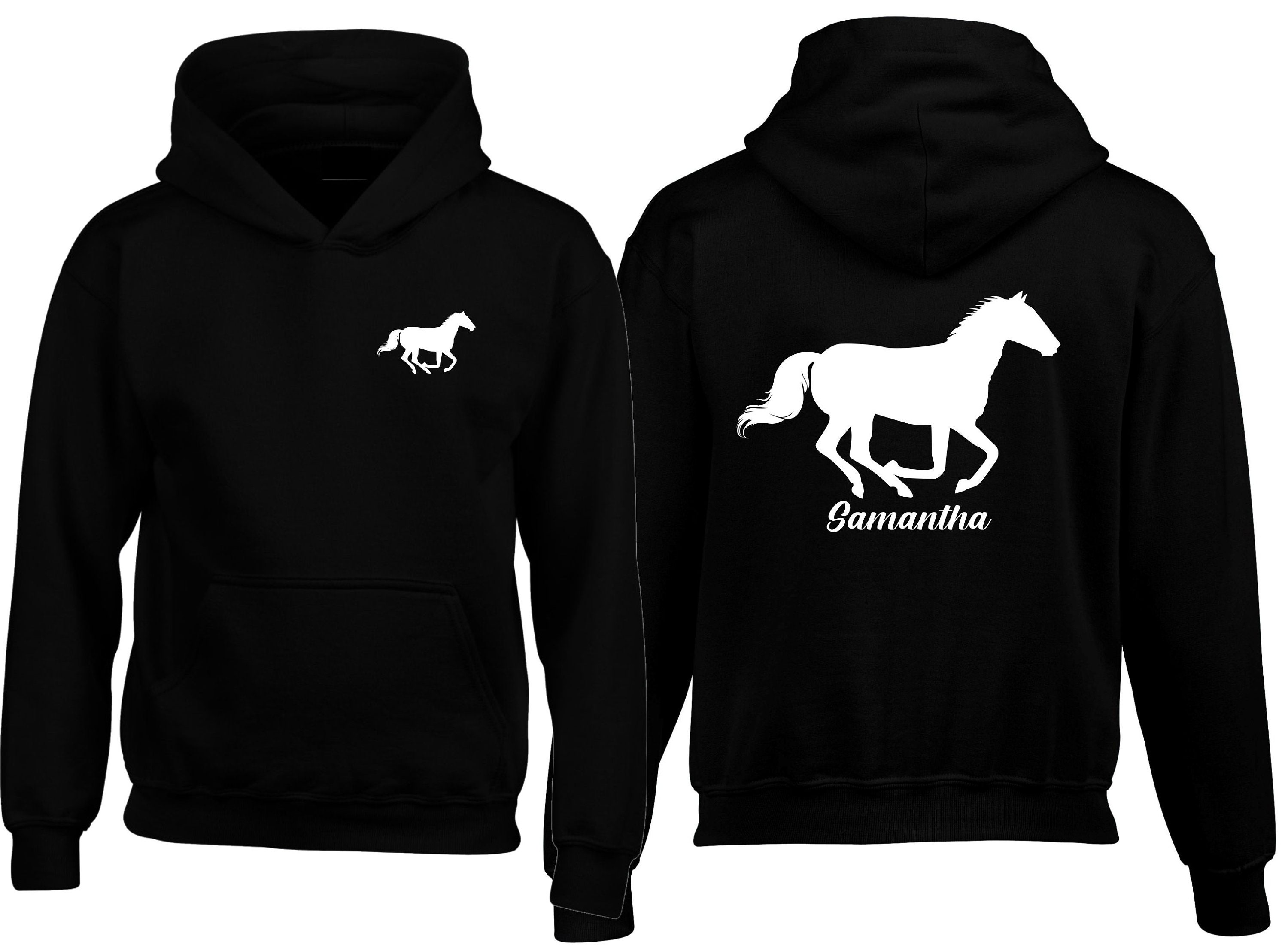 Felpa Con Cappuccio Pullover Ragazza – Stampa Cavallo Divertente, Cotone Morbido, Taglie S-3XL