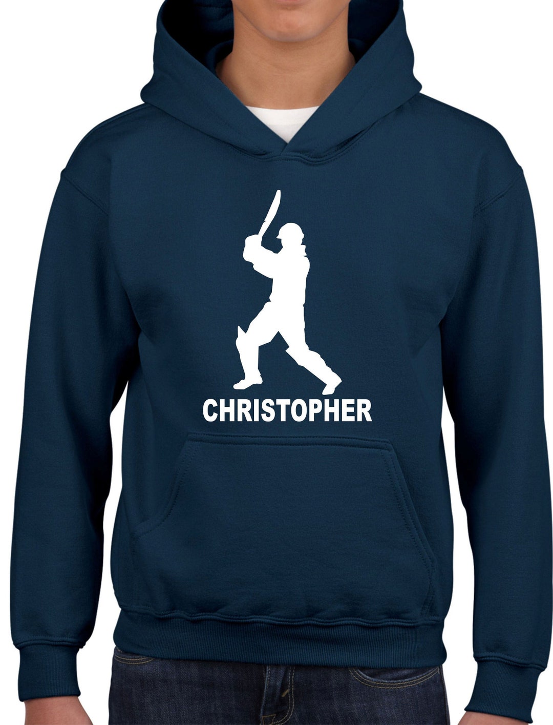 Personalised Hoodie, Cricket Batsman Cricketer Christmas Jumper