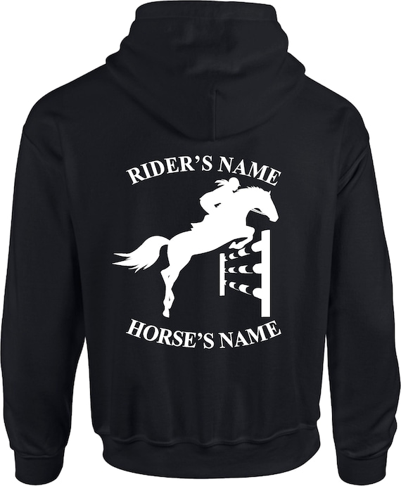TradesForU Sweat à Capuche Zippé Imprimé Cheval Noir - Adolescents Et Filles, Taille M