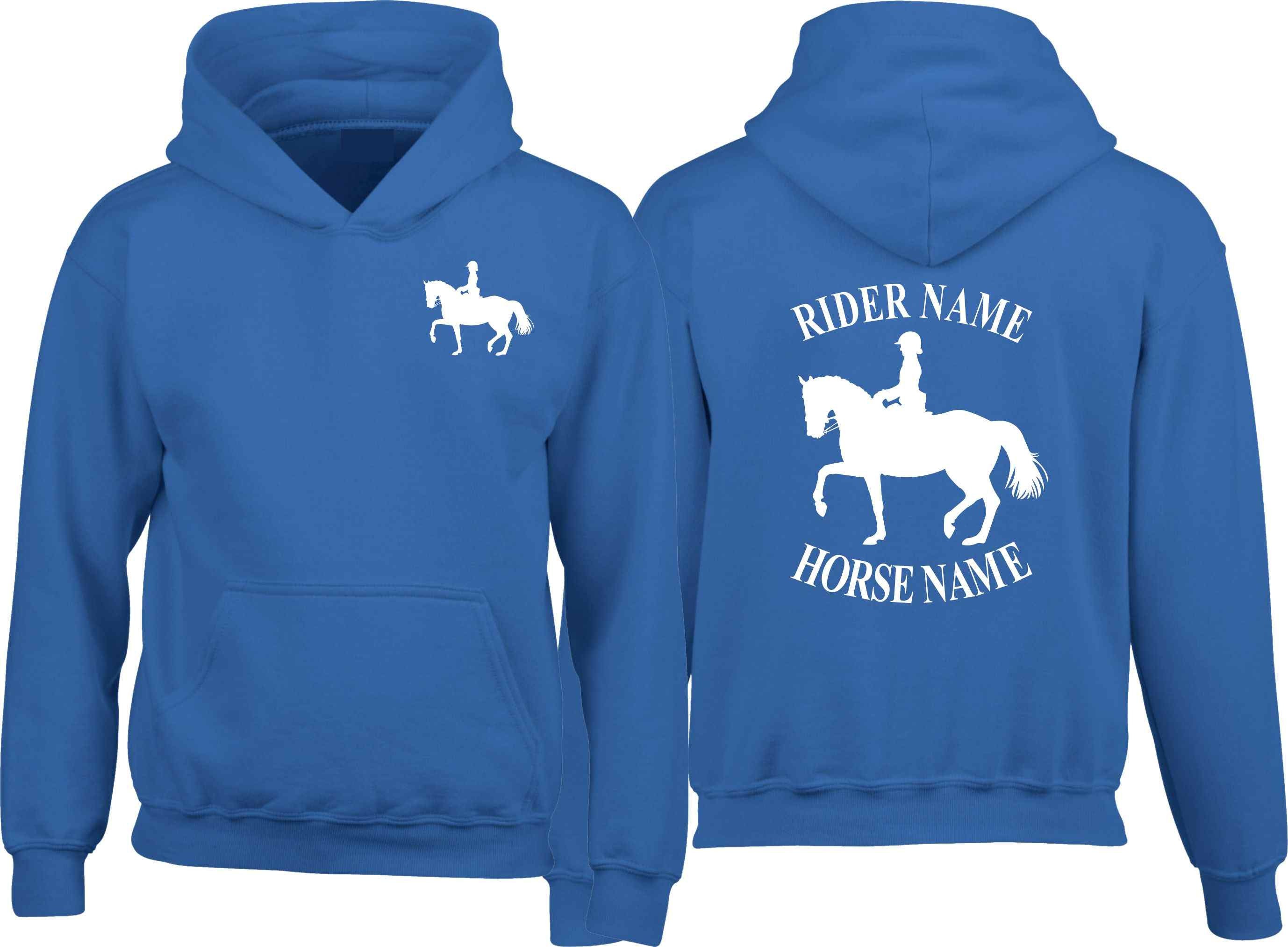 Personalised Horse Hoodie Equestrian Dressage Birthday Gift Boys Girls Pony Cob Rider Unisex Jumper Christmas Gift left Chest and Back Print Etsy