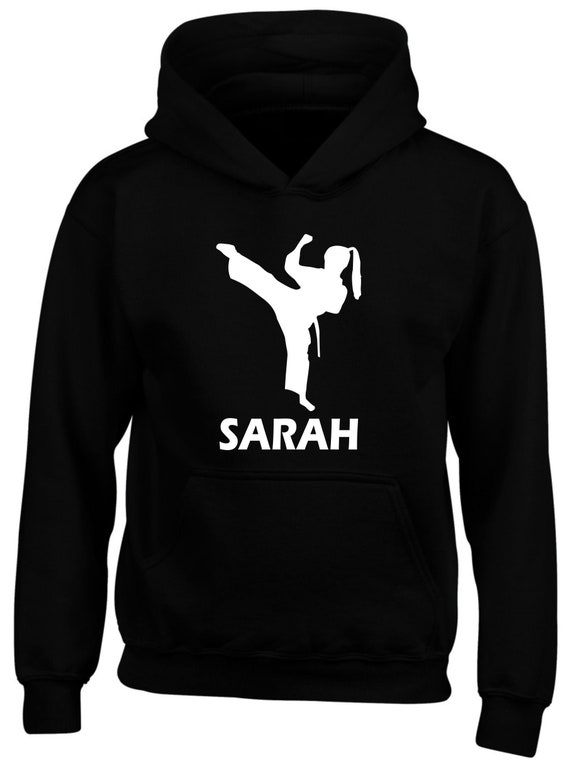 Personalised Martial Arts Hoodie, Judo Karate Kick Women Girl Xmas Gift Hoody