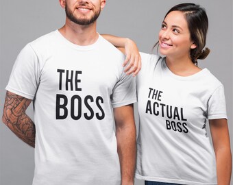 Matchng Couples Shrts the Boss the Real Boss Funny Custom Hs and