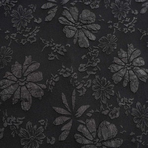 Black flower embossed Jacquard fabric 58 inch wide - sold by the yard