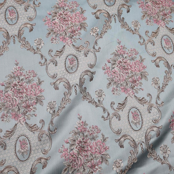 Classic flower brocade fabric jacquard textile Embossed upholstery material 58" wide - sold by the yard