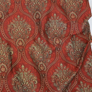Dark red gold thread Damask jacquard Renaissance fabric 58&quot; wide - sold by the yard