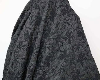 Black embossed wrinkle flower Jacquard fabric 58" wide - sold by the yard