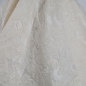 Ivory Embossed Flower Jacquard Fabric 58&quot; wide - sold by the yard