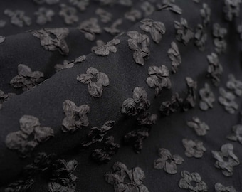 Black embossed small plum blossom Jacquard fabric 58 inch wide - sold by the yard
