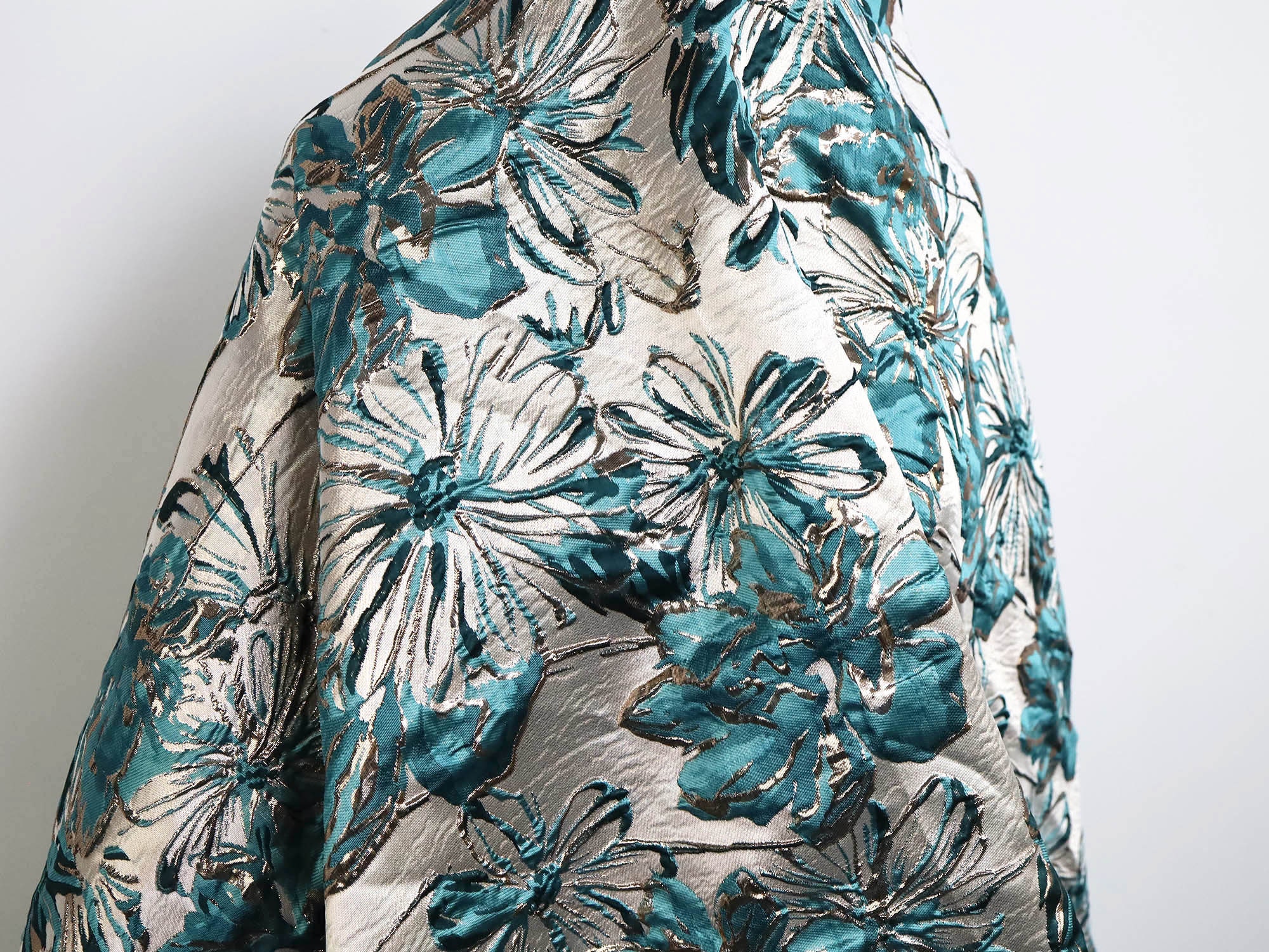 Metallic Thread Large Flower Jacquard Fabric Brocade for