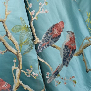 Grüner Jacquard-Stoff mit Vögeln in für Kissenbezug/Stuhlbezug, 158 cm breit