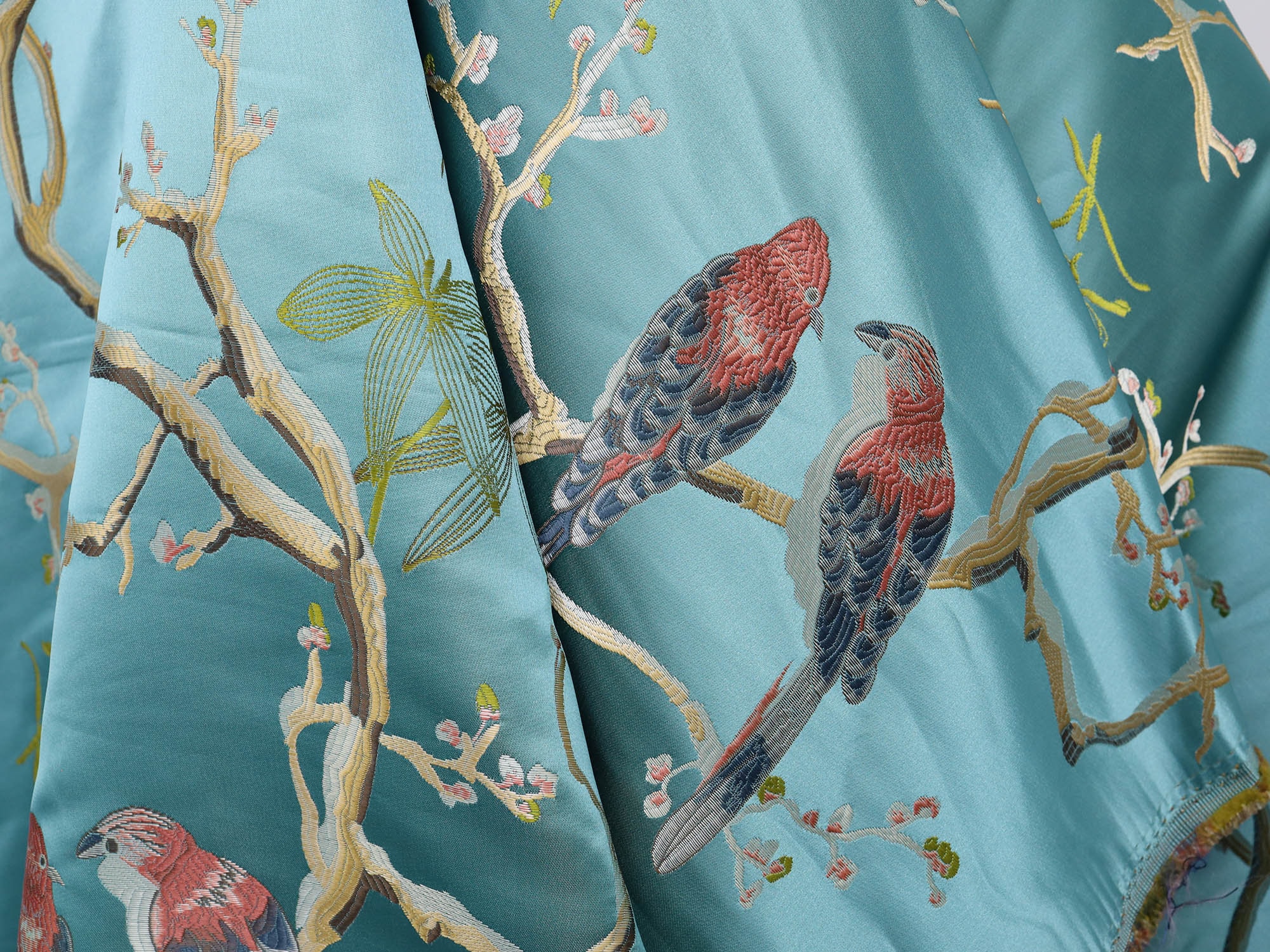 Birds Fabric by the Yard, Winged Animal and Butterflies on Thin Leafy  Branches with Berries, Decorative Upholstery Fabric for Chairs & Home  Accents
