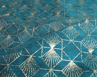 Dark Turquoise brocade jacquard fabric for dress making 58&quot; wide - sold by the yard