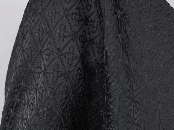 Raised Knots in Rhombus Pattern Design Black Elegant Jacquard Fabric Sewing Materials Clothing Accessories 61" Wide - sold by the yard