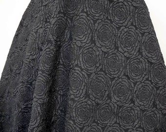 Black Rose embossed Polyester Jacquard fabric 58" wide - sold by the yard