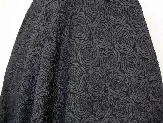 Black Rose Embossed Polyester Jacquard Fabric 58