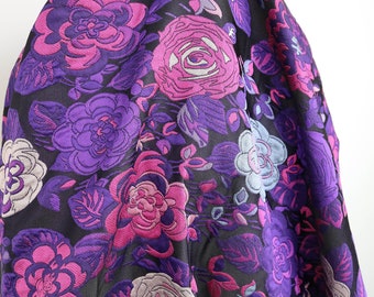 Embossed floral jacquard fabric brocade purple plant for dress making 58" wide - sold by the yard
