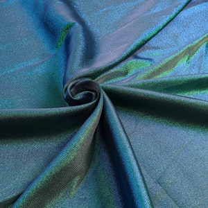 Iridescent Jacquard Fabric polyester Metallic thread 58&quot; Wide - (Green + Blue fiber blending) - sold by the yard