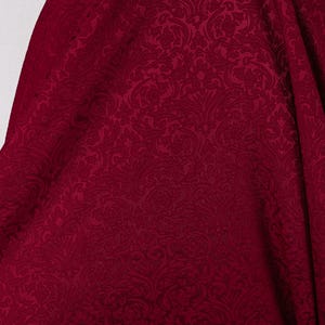Textured Solid Wine Red Color Retro Floral Design Jacquard Fabric Dress Evening Gown Home Decor Sewing Supplies 60&quot; Wide - sold by the yard