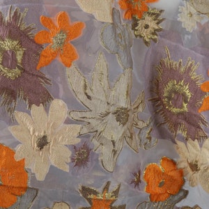 Embossed Multicolor large flower organza Fabric for Dress Making Fashion Design 56&quot; Wide - Sold by the yard