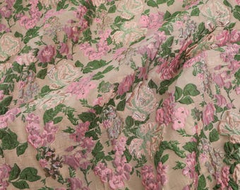 Brocaded Vibrant Floral Attractive Design Jacquard Fabric Clothing Gown Cheongsam Furniture Decor Needlework 55" Wide - sold by the yard