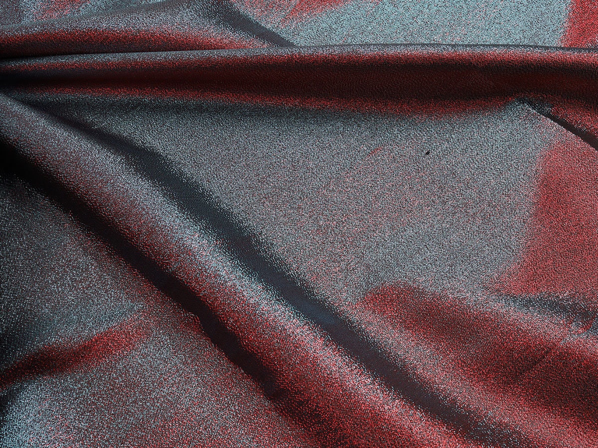 Iridescent Jacquard Fabric Polyester Metallic Thread 58 Wide blue
