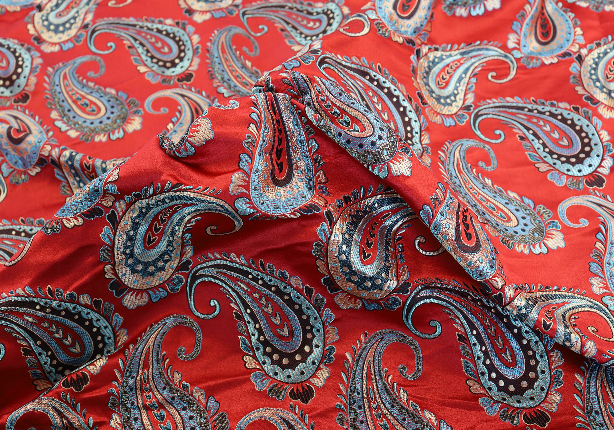 Paisley Jacquard Fabric Red Brocade Fabric 58 Wide - Etsy UK