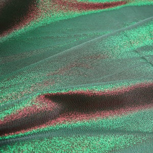 Iridescent Jacquard Fabric polyester Metallic thread 58&quot; Wide - (Green + Red fiber blending) - sold by the yard