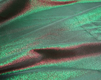Iridescent Jacquard Fabric polyester Metallic thread 58" Wide - (Green + Red fiber blending) - sold by the yard