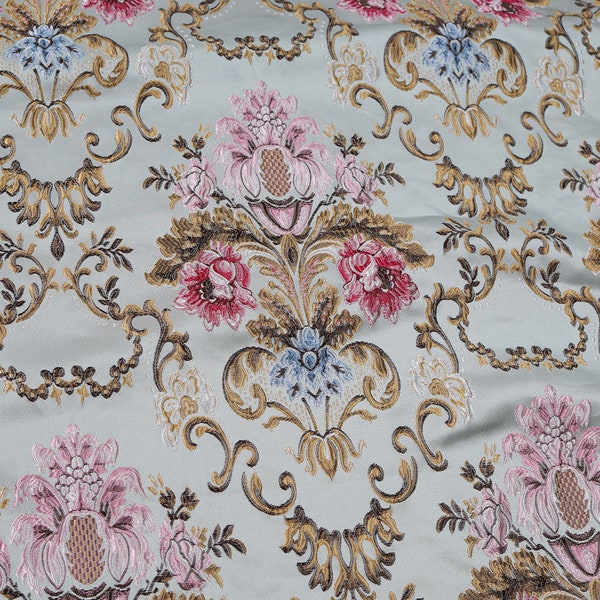 Embossed court floral brocade fabric jacquard textile upholstery material 58" wide - sold by the yard