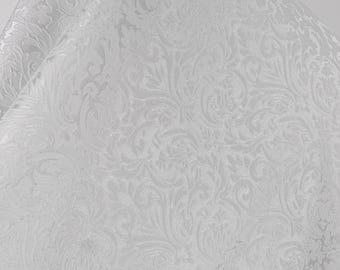 Textured Solid White Color Retro Floral Design Jacquard Fabric Dress Evening Gown Home Decor Needlework Supplies 61" Wide - sold by the yard