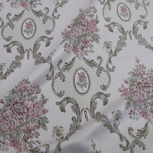 Light pink - Embossed flower jacquard fabric brocade textile upholstery material 58" wide - sold by the yard