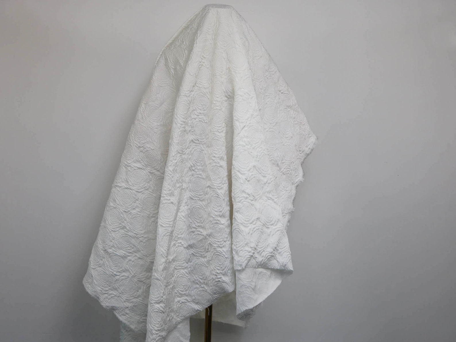 White embossed Rose flower Polyester Jacquard fabric 58 Etsy