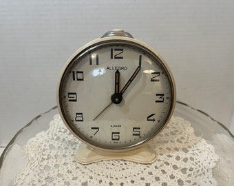 Vintage USSR ALLEGRO Wind Up Alarm Clock, Vintage Clocks, Russian Clocks