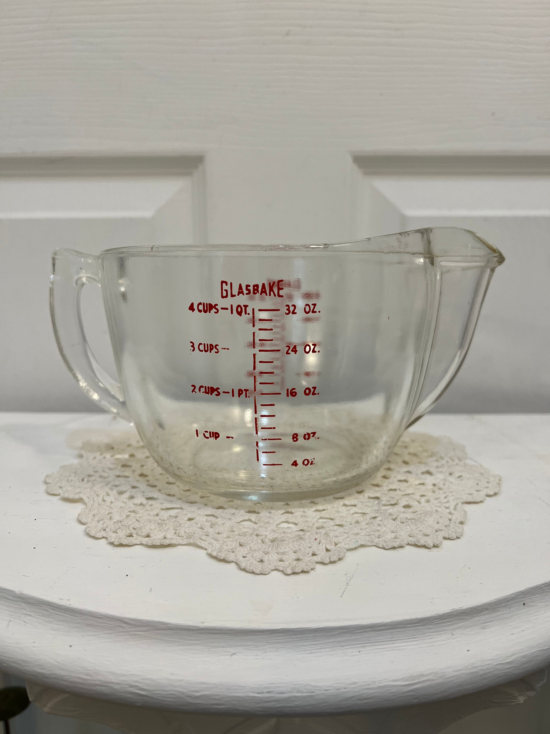 Mid Century Glasbake D Ring 4 Cup Measure Cup Vintage 