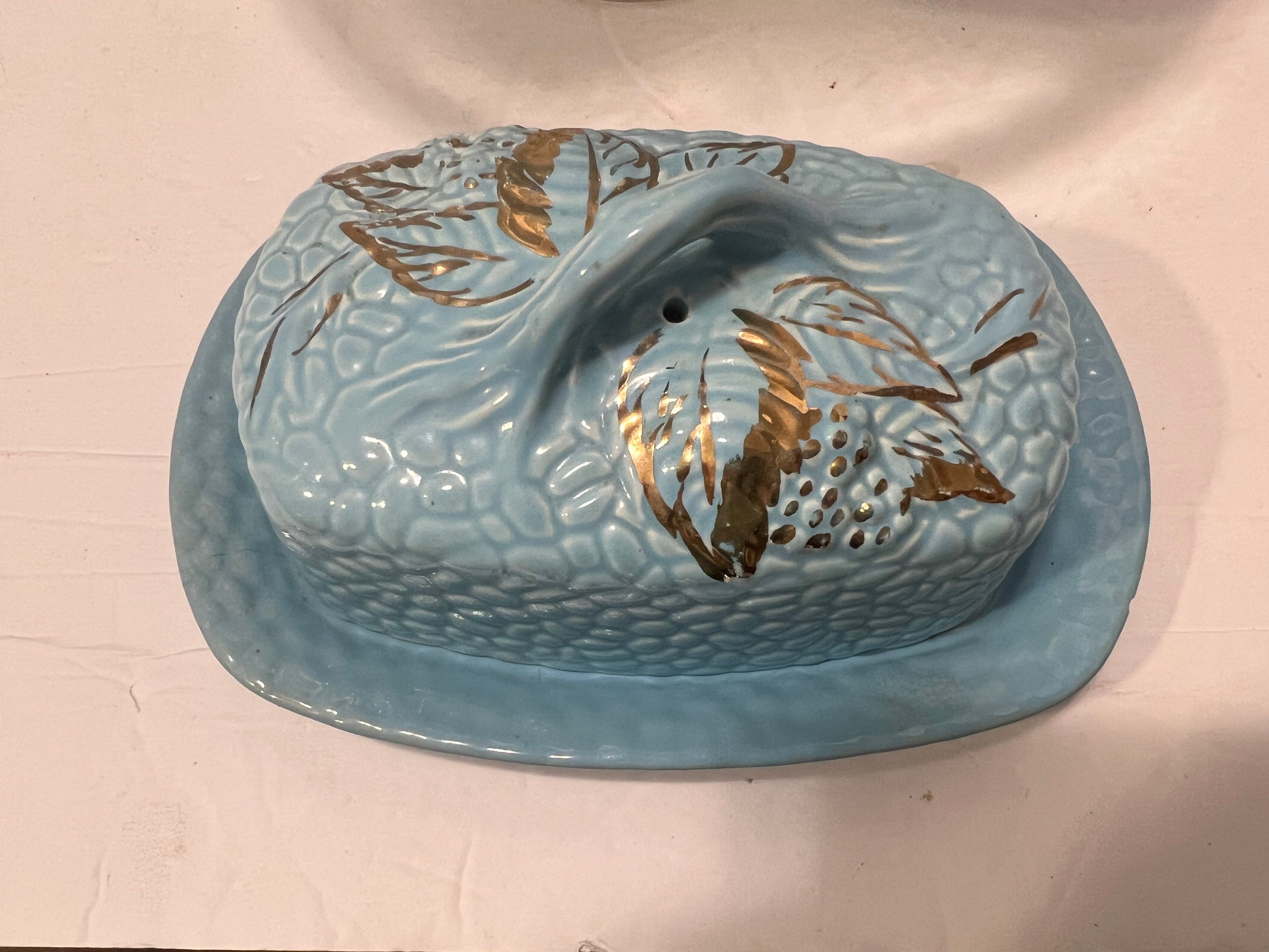 ウォーレンドルフ　陶器 Wade Pottery England Golden Turquoise Teapot, Cream and