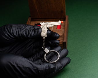 2mm pinfire gun Beretta 92FS — miniature keychain