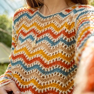 Wavy Crochet Sweater PDF PATTERN DOWNLOAD image 3