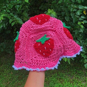 Strawberry Bucket Hat CROCHET PATTERN PDF Download - Etsy