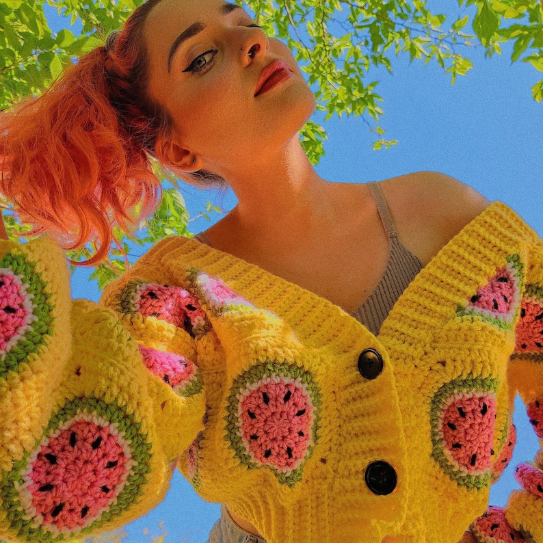 Watermelon Cardigan CROCHET PATTERN M/L image 2