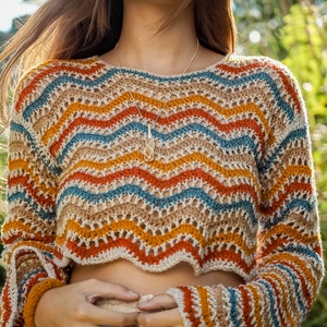 Wavy Crochet Sweater PDF PATTERN DOWNLOAD image 2