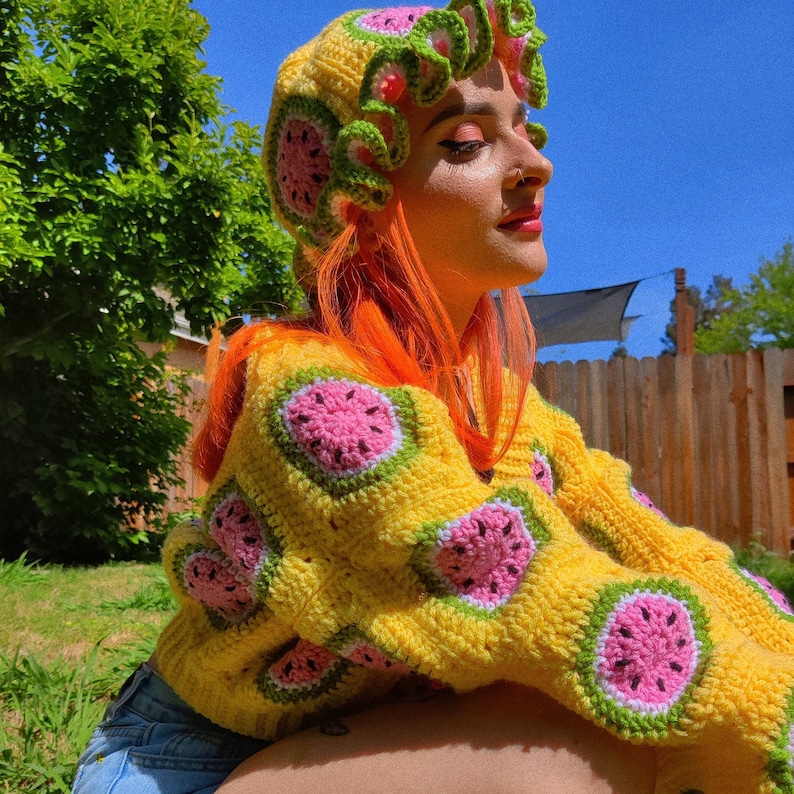 Watermelon Cardigan CROCHET PATTERN M/L image 3