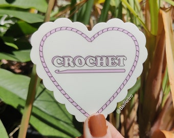 Crochet 'Crochet' Heart Shaped Sticker