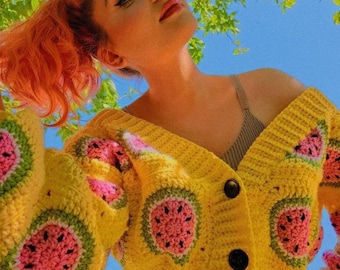 Watermelon Cropped Cardigan *CROCHET PATTERN XS/S*